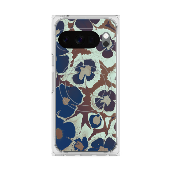 プレミアムスクエアケース with Pixelsnap［ y2k(Year2000) - Flower - Brown Navy ］