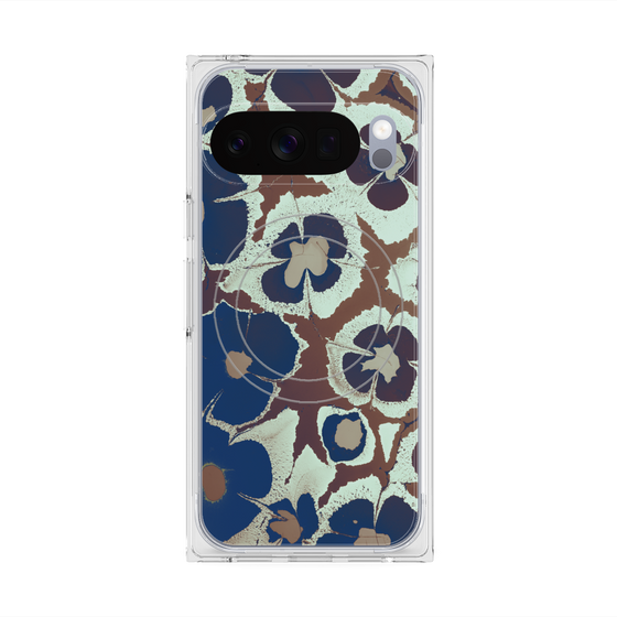 プレミアムスクエアケース with Pixelsnap［ y2k(Year2000) - Flower - Brown Navy ］
