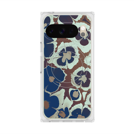 プレミアムスクエアケース with Pixelsnap［ y2k(Year2000) - Flower - Brown Navy ］