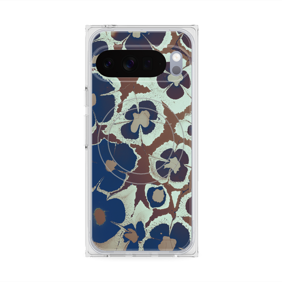 プレミアムスクエアケース with Pixelsnap［ y2k(Year2000) - Flower - Brown Navy ］