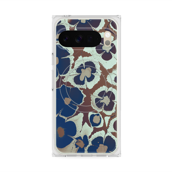 プレミアムスクエアケース with Pixelsnap［ y2k(Year2000) - Flower - Brown Navy ］