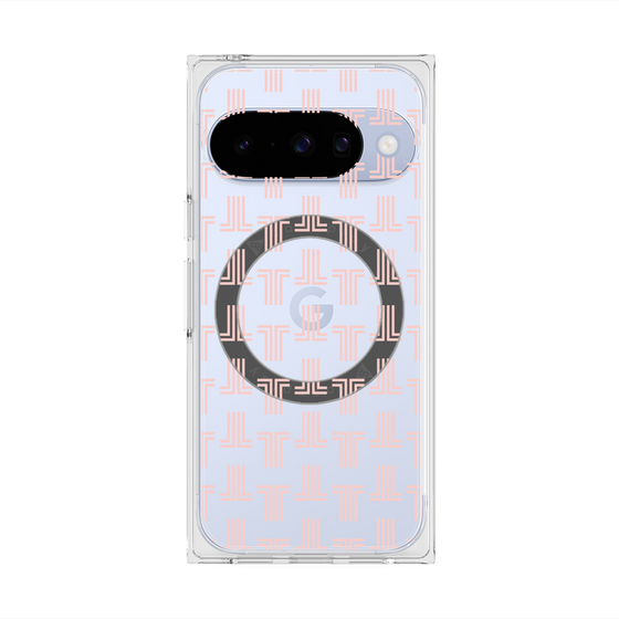 プレミアムスクエアケース with Pixelsnap［ LANVIN en Bleu - Monogram - Pink ］