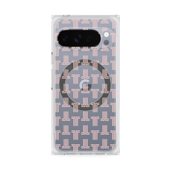 プレミアムスクエアケース with Pixelsnap［ LANVIN en Bleu - Monogram - Pink ］