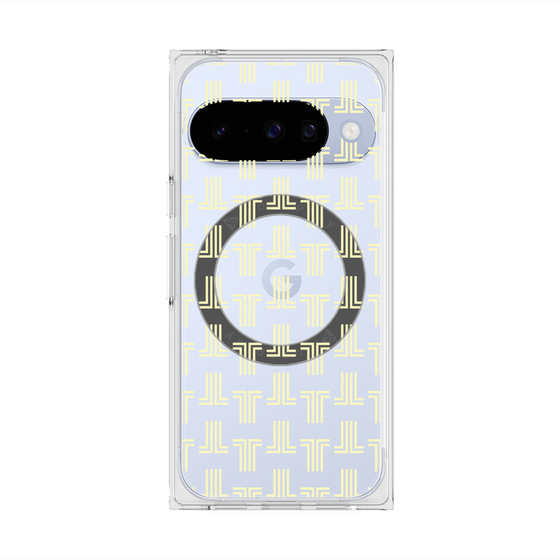 プレミアムスクエアケース with Pixelsnap［ LANVIN en Bleu - Monogram - Yellow ］