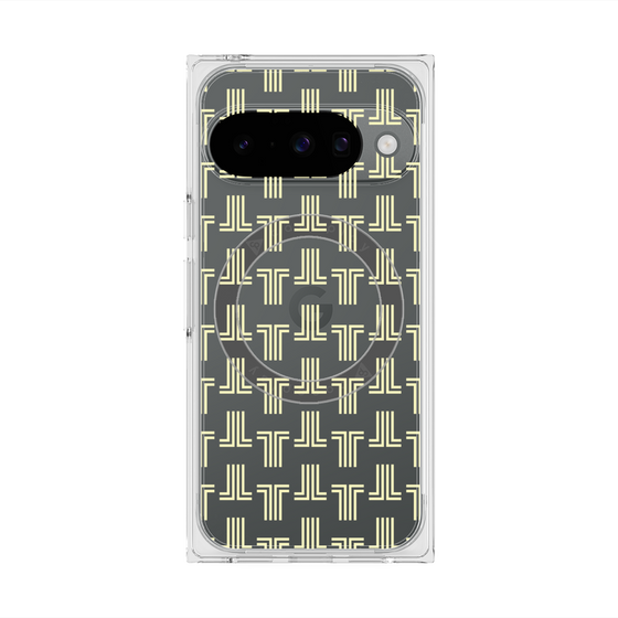 プレミアムスクエアケース with Pixelsnap［ LANVIN en Bleu - Monogram - Yellow ］