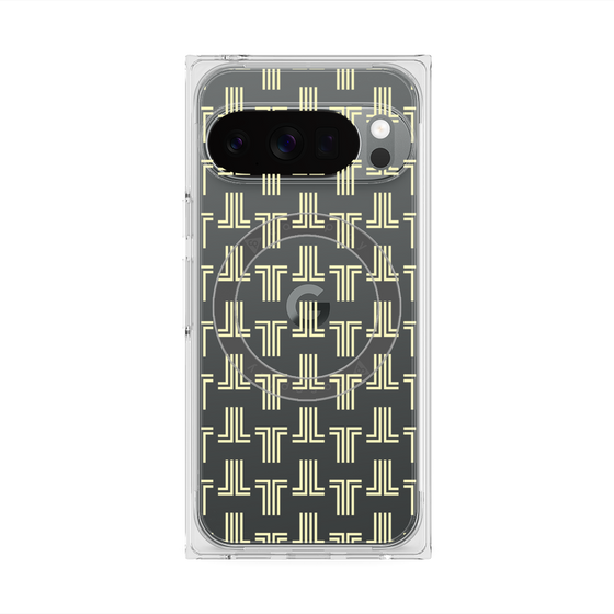 プレミアムスクエアケース with Pixelsnap［ LANVIN en Bleu - Monogram - Yellow ］