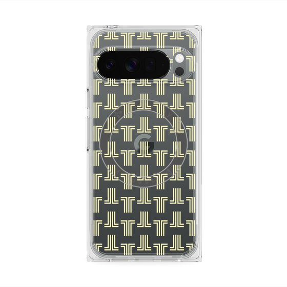 プレミアムスクエアケース with Pixelsnap［ LANVIN en Bleu - Monogram - Yellow ］