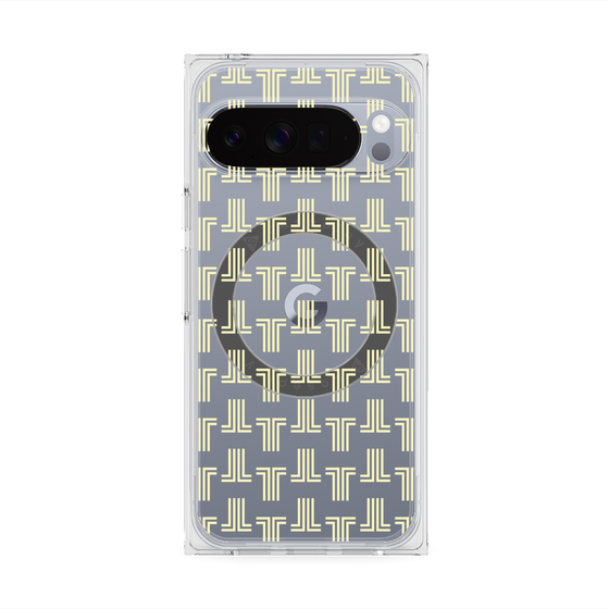 プレミアムスクエアケース with Pixelsnap［ LANVIN en Bleu - Monogram - Yellow ］
