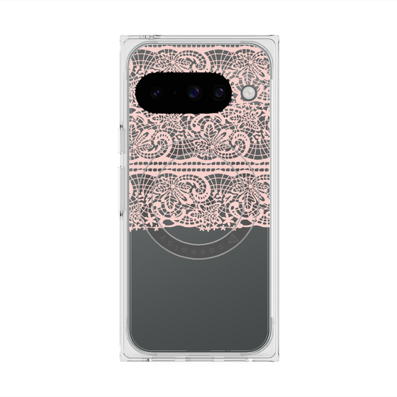 プレミアムスクエアケース with Pixelsnap［ LANVIN en Bleu - Lace - Pink ］
