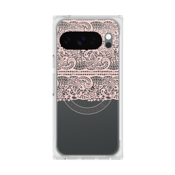 プレミアムスクエアケース with Pixelsnap［ LANVIN en Bleu - Lace - Pink ］