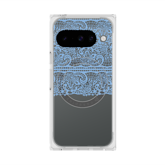 プレミアムスクエアケース with Pixelsnap［ LANVIN en Bleu - Lace - Blue ］