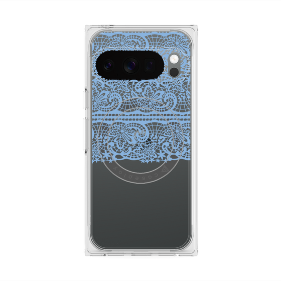 プレミアムスクエアケース with Pixelsnap［ LANVIN en Bleu - Lace - Blue ］