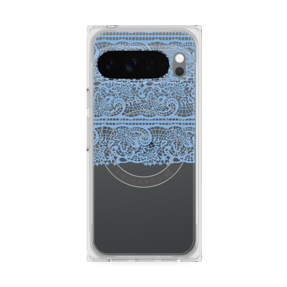 プレミアムスクエアケース with Pixelsnap［ LANVIN en Bleu - Lace - Blue ］