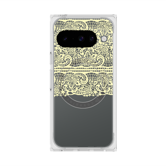 プレミアムスクエアケース with Pixelsnap［ LANVIN en Bleu - Lace - Yellow ］
