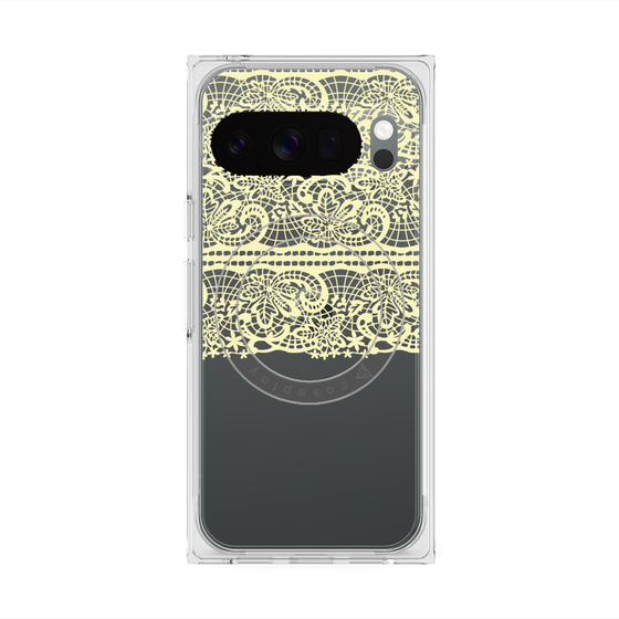 プレミアムスクエアケース with Pixelsnap［ LANVIN en Bleu - Lace - Yellow ］
