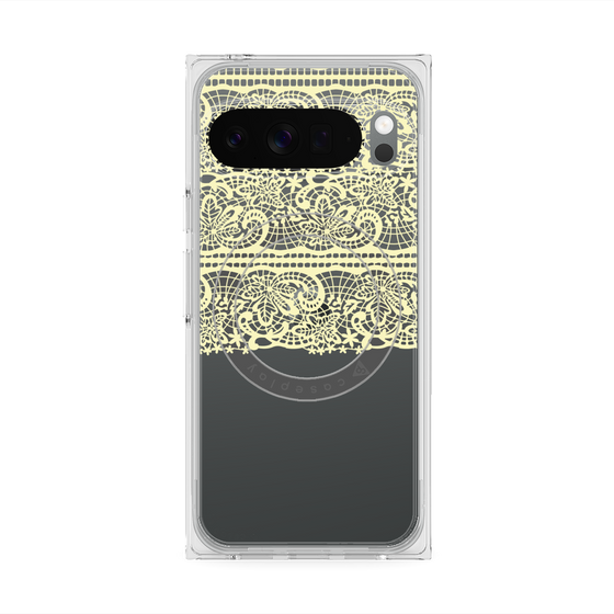 プレミアムスクエアケース with Pixelsnap［ LANVIN en Bleu - Lace - Yellow ］