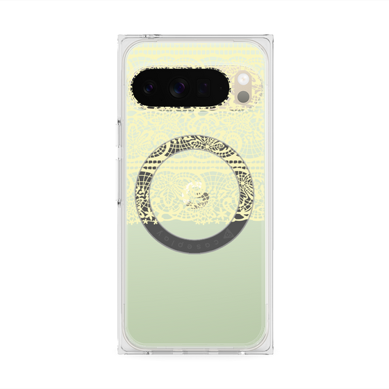 プレミアムスクエアケース with Pixelsnap［ LANVIN en Bleu - Lace - Yellow ］