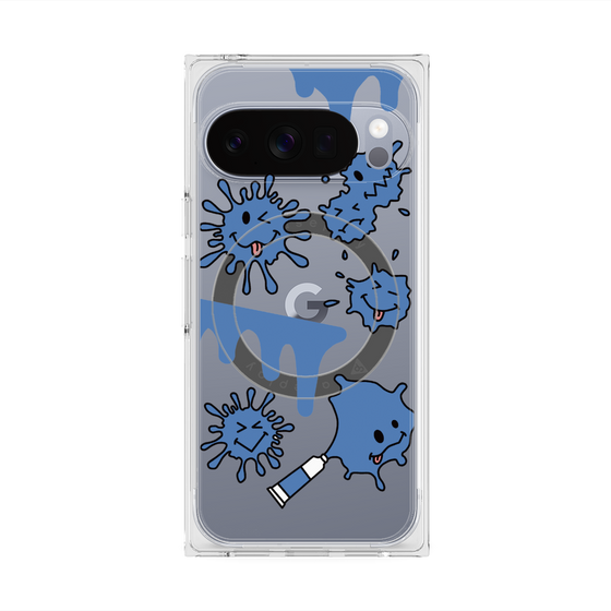プレミアムスクエアケース with Pixelsnap［ PAINTING SMILE Blue ］