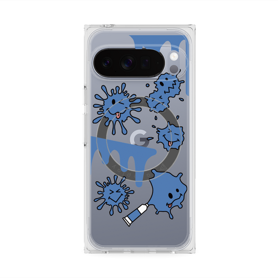プレミアムスクエアケース with Pixelsnap［ PAINTING SMILE Blue ］