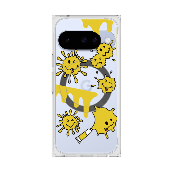 プレミアムスクエアケース with Pixelsnap［ PAINTING SMILE Yellow ］