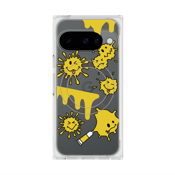 プレミアムスクエアケース with Pixelsnap［ PAINTING SMILE Yellow ］