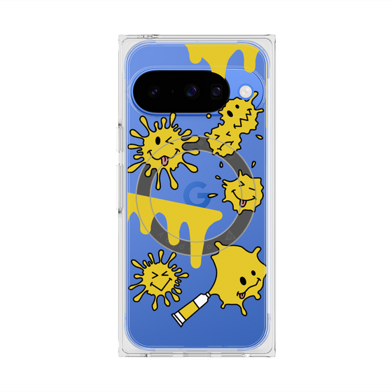 プレミアムスクエアケース with Pixelsnap［ PAINTING SMILE Yellow ］