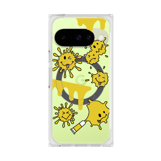 プレミアムスクエアケース with Pixelsnap［ PAINTING SMILE Yellow ］