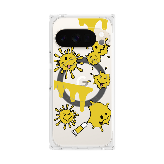 プレミアムスクエアケース with Pixelsnap［ PAINTING SMILE Yellow ］