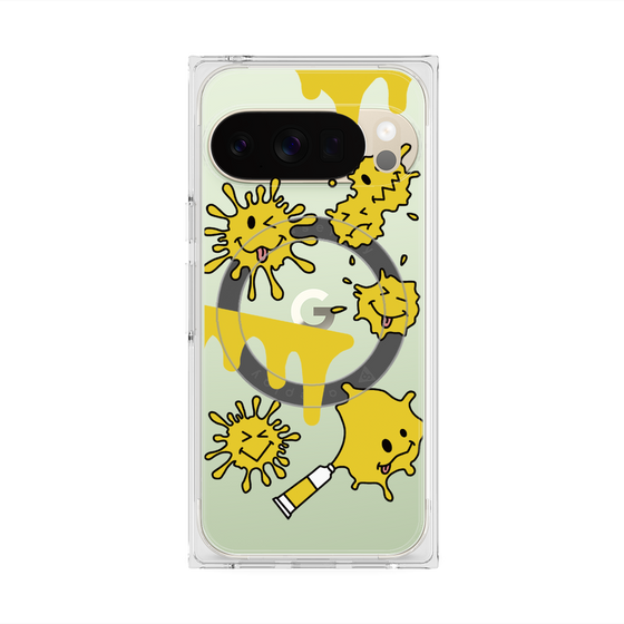 プレミアムスクエアケース with Pixelsnap［ PAINTING SMILE Yellow ］