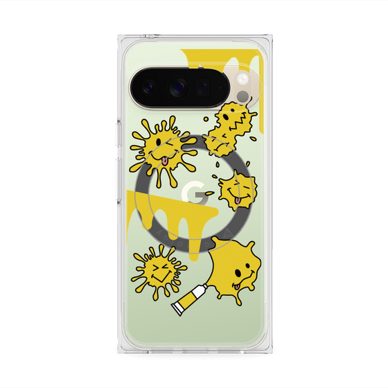 プレミアムスクエアケース with Pixelsnap［ PAINTING SMILE Yellow ］