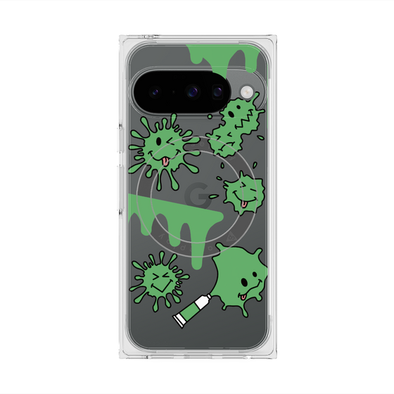プレミアムスクエアケース with Pixelsnap［ PAINTING SMILE Green ］
