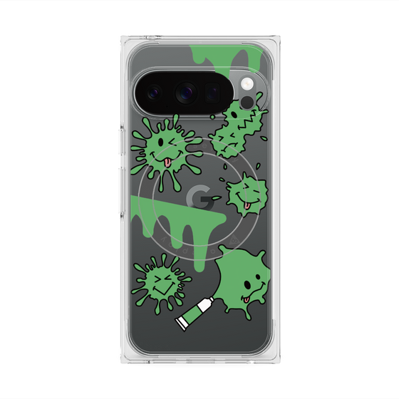 プレミアムスクエアケース with Pixelsnap［ PAINTING SMILE Green ］