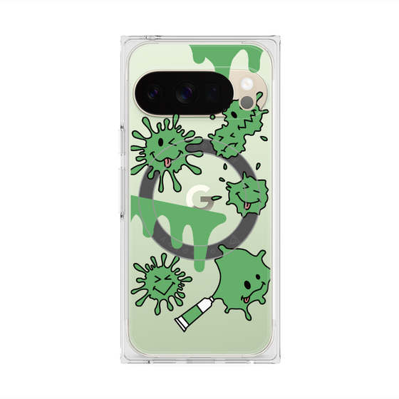 プレミアムスクエアケース with Pixelsnap［ PAINTING SMILE Green ］