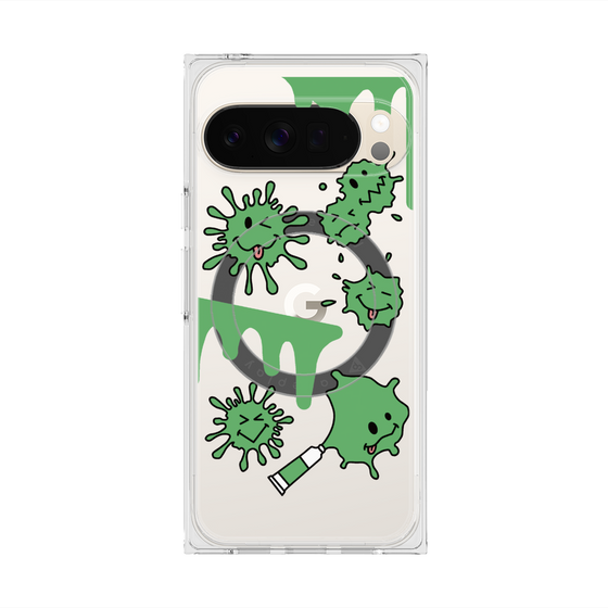 プレミアムスクエアケース with Pixelsnap［ PAINTING SMILE Green ］