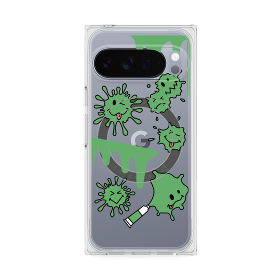 プレミアムスクエアケース with Pixelsnap［ PAINTING SMILE Green ］