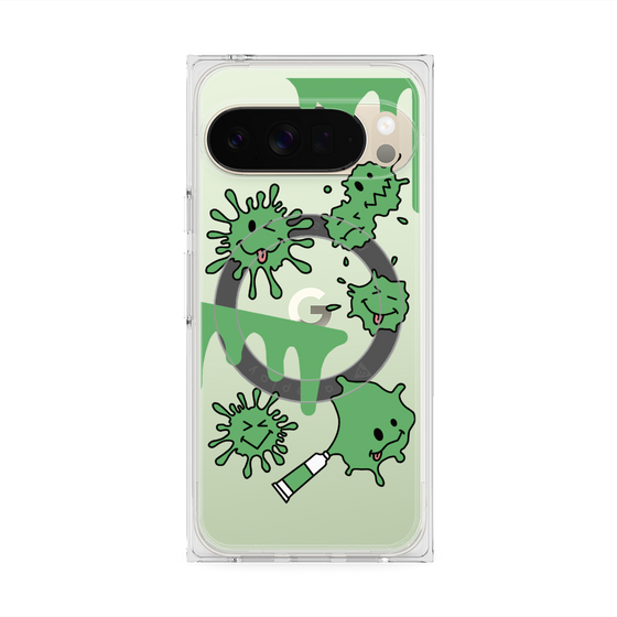 プレミアムスクエアケース with Pixelsnap［ PAINTING SMILE Green ］