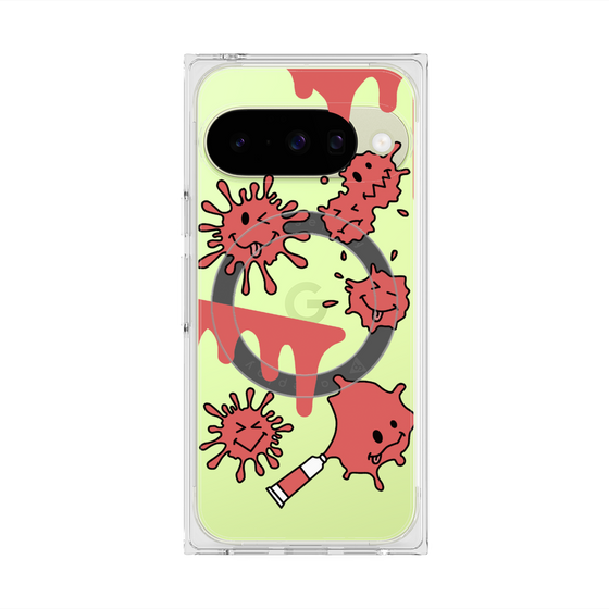 プレミアムスクエアケース with Pixelsnap［ PAINTING SMILE Red ］