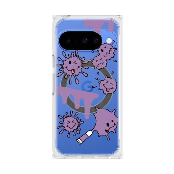 プレミアムスクエアケース with Pixelsnap［ PAINTING SMILE Purple ］