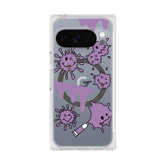 プレミアムスクエアケース with Pixelsnap［ PAINTING SMILE Purple ］