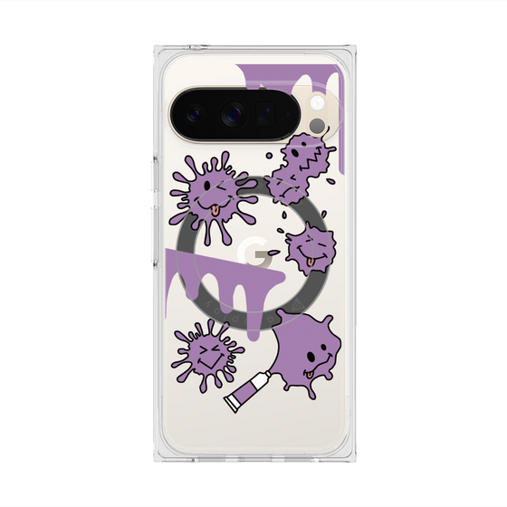 プレミアムスクエアケース with Pixelsnap［ PAINTING SMILE Purple ］