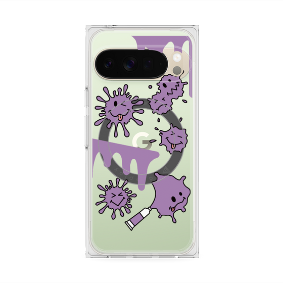 プレミアムスクエアケース with Pixelsnap［ PAINTING SMILE Purple ］