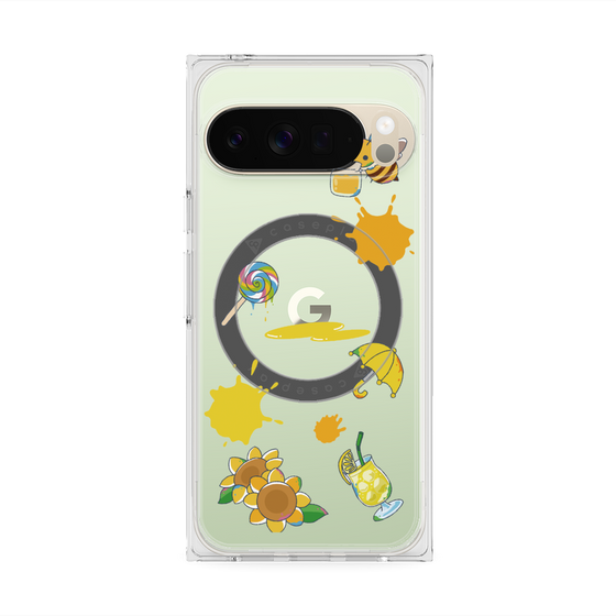 プレミアムスクエアケース with Pixelsnap［ DRAWING PAPER Yellow ］