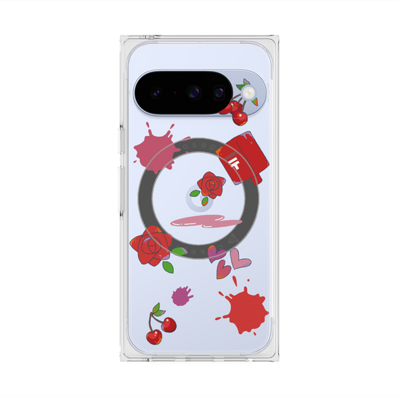 プレミアムスクエアケース with Pixelsnap［ DRAWING PAPER Red ］