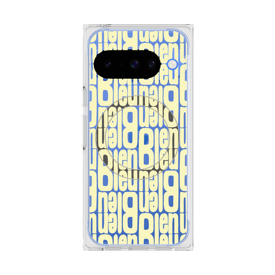 プレミアムスクエアケース with Pixelsnap［ LANVIN en Bleu - Logo Pattern - Yellow ］