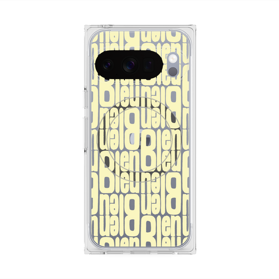 プレミアムスクエアケース with Pixelsnap［ LANVIN en Bleu - Logo Pattern - Yellow ］