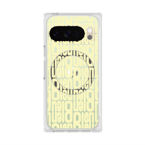 プレミアムスクエアケース with Pixelsnap［ LANVIN en Bleu - Logo Pattern - Yellow ］