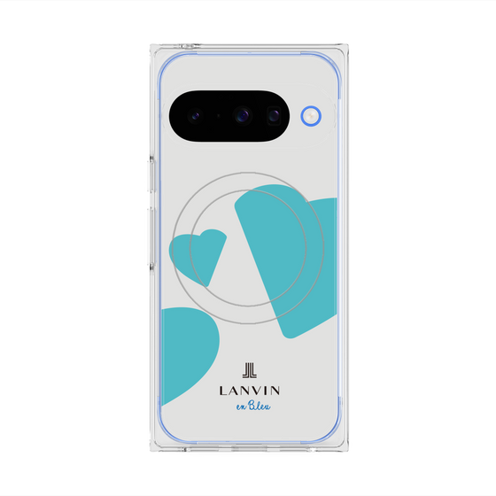 プレミアムスクエアケース with Pixelsnap［ LANVIN en Bleu Hearts Blue - ランバン ハート ブルー ］