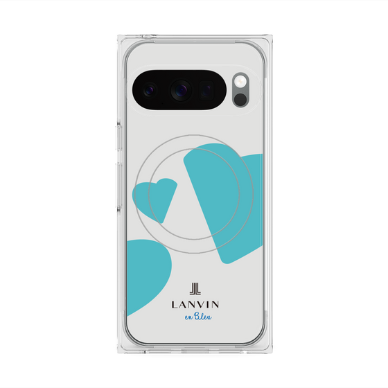プレミアムスクエアケース with Pixelsnap［ LANVIN en Bleu Hearts Blue - ランバン ハート ブルー ］
