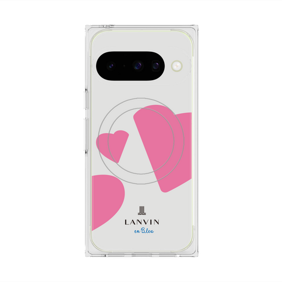 プレミアムスクエアケース with Pixelsnap［ LANVIN en Bleu Hearts Pink - ランバン ハート ピンク ］
