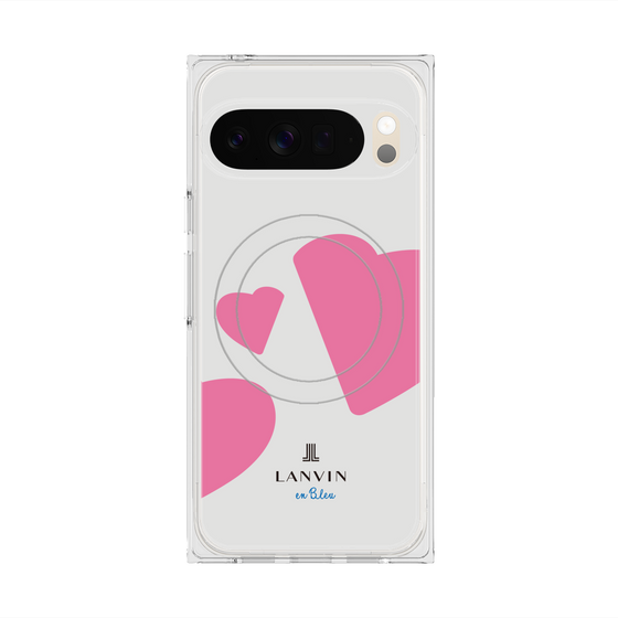 プレミアムスクエアケース with Pixelsnap［ LANVIN en Bleu Hearts Pink - ランバン ハート ピンク ］